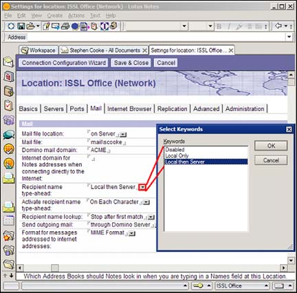 Recipient name type-ahead