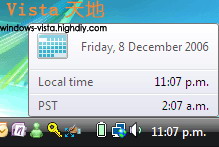 在Windows Vista中显示多时区时间