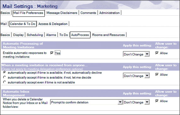 Mail File Preferences - Calendar & To Do - AutoProcess �Ӹ�ǩ