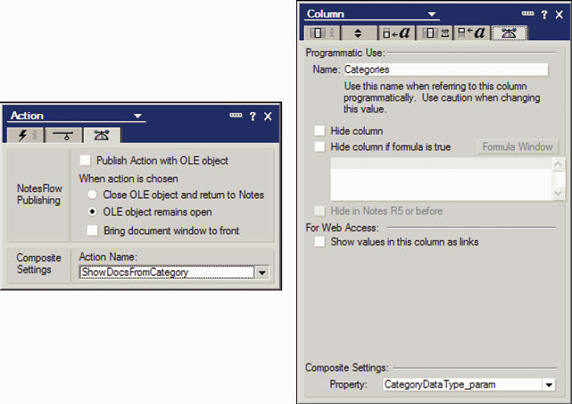 �µ� Composite Settings �� Lotus Notes Ӧ�ó�������Ϊ����Ӧ�ó����е����