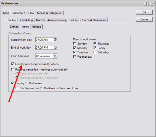 �� Preferences �Ի�����ѡ�� Display new (unprocessed) notices