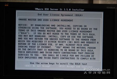 安装ESX SERVER 3i 安装ESX SERVER 3i