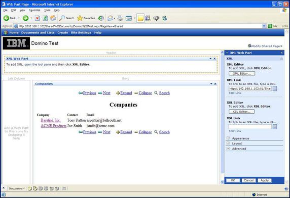 向页面添加 XML Web Part