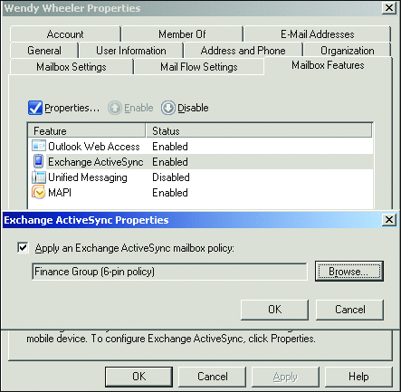 图 3 应用 ActiveSync 邮箱策略