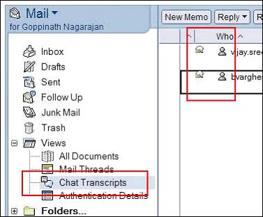 在 Chat Transcripts 视图中保存交谈记录