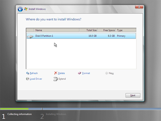 Windows Server 2008 硬碟規劃頁面