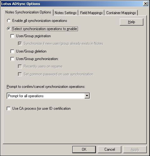 Notes Synchronization Options 附签