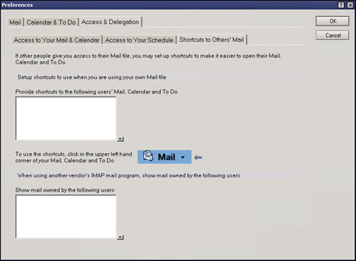 Shortcuts to Others' Mail 附签