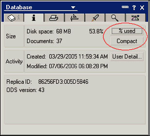 Database Properties Information 附签