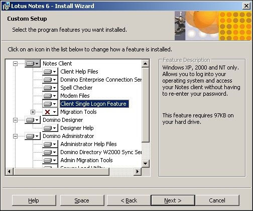 在 Lotus Notes 安装过程中安装 SSO