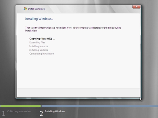 Windows Server 2008 安裝頁面