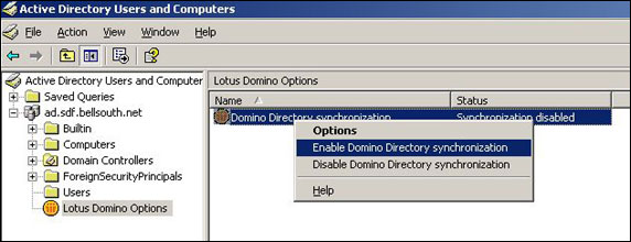 启用 Domino Directory synchronization