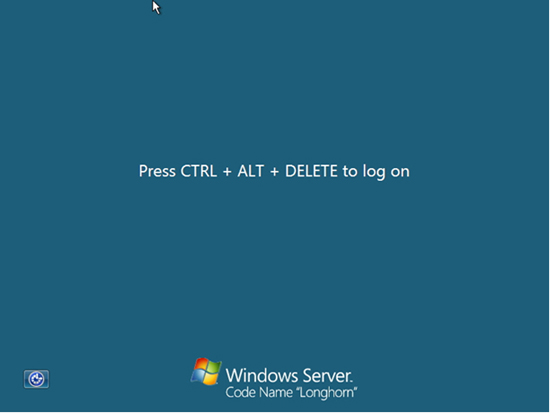 Windows Server 2008 登錄頁面