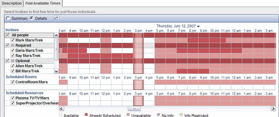 Scheduler 用户界面,为空闲时间搜索选择了所有参与者