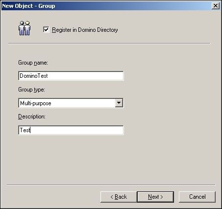 在 Active Directory 中创建 Domino Directory 组